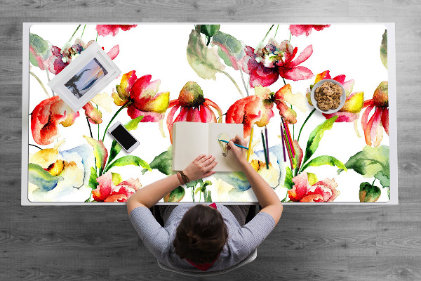 Large desk mat table protector Wild Flowers