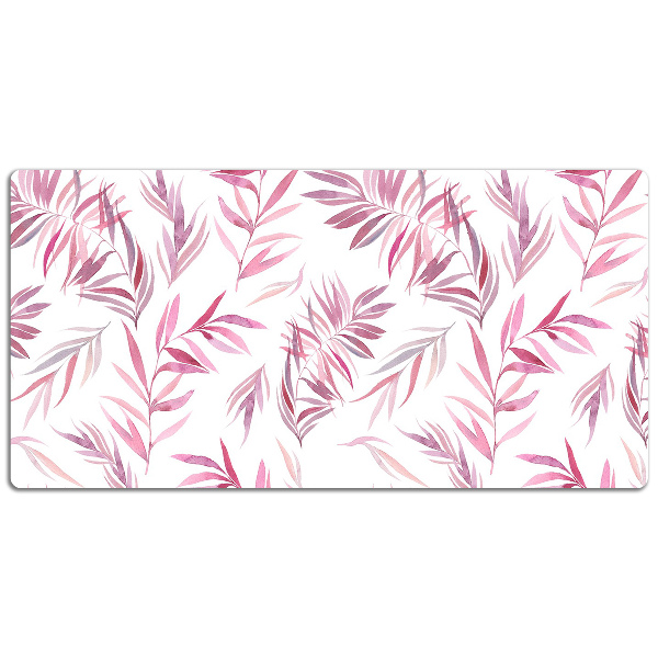 Large desk mat table protector pink leaves