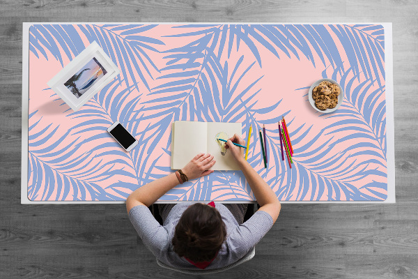 Full desk pad blue leaves