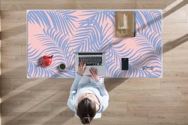 Full desk pad blue leaves