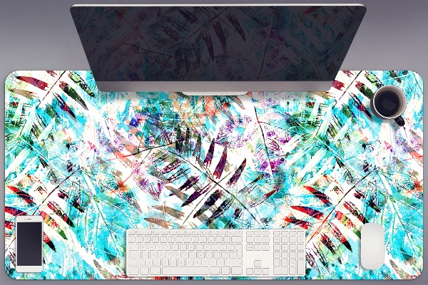 Large desk mat table protector prints of leaves