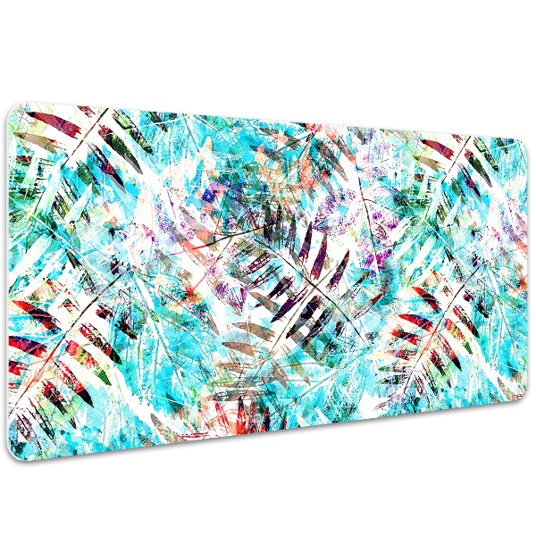 Large desk mat table protector prints of leaves