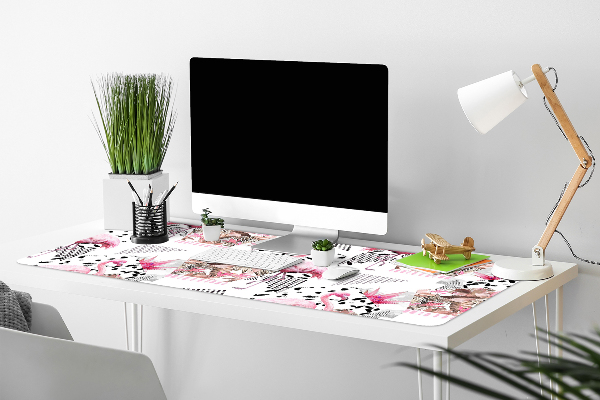 Large desk mat for children Flamingos