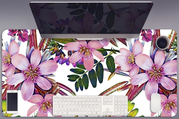 Large desk mat table protector pink flowers