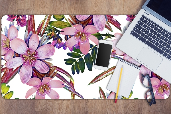 Large desk mat table protector pink flowers