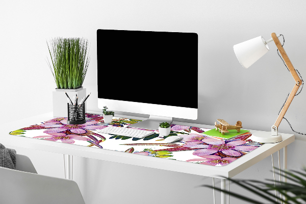 Large desk mat table protector pink flowers