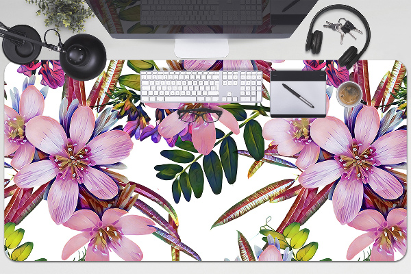 Large desk mat table protector pink flowers