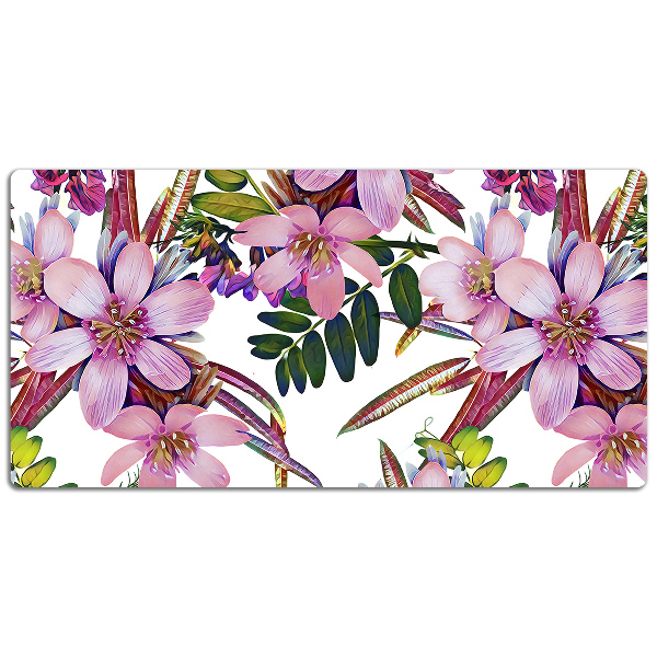 Large desk mat table protector pink flowers