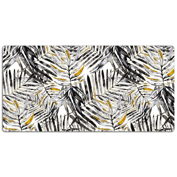 Large desk mat table protector black leaves