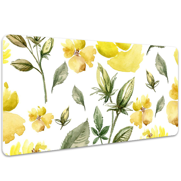 Large desk pad PVC protector yellow flowers