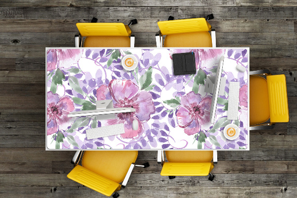 Full desk protector purple flowers