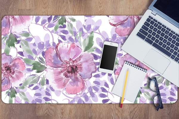 Full desk protector purple flowers