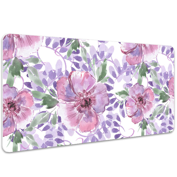 Full desk protector purple flowers