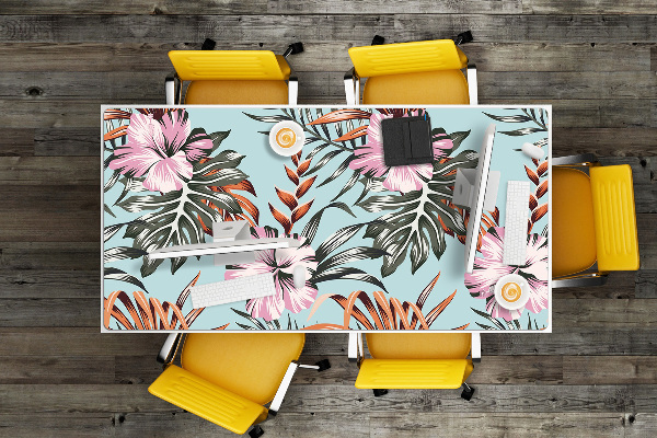 Full desk protector hibiscus flowers