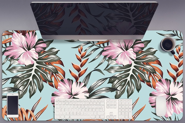 Full desk protector hibiscus flowers