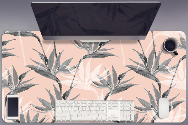Desk mat Black and white flowers
