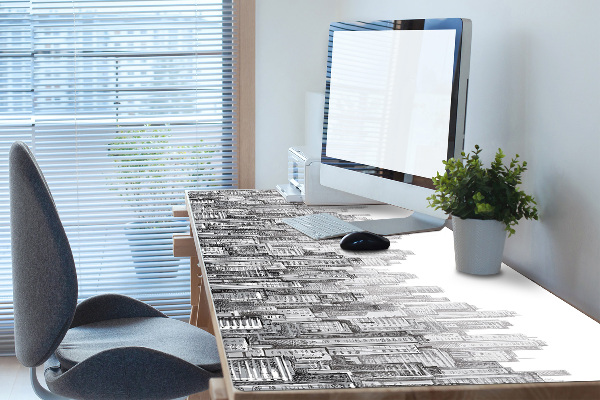 Desk mat Black and white city