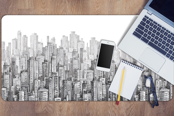 Desk mat Black and white city