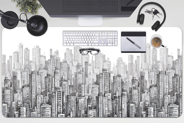 Desk mat Black and white city