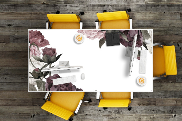 Large desk mat for children Peonies