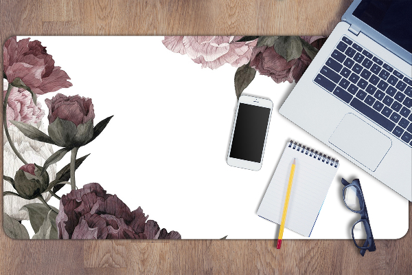 Large desk mat for children Peonies