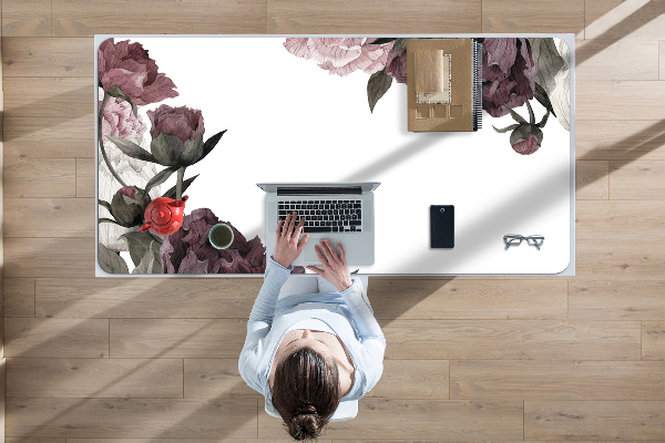 Large desk mat for children Peonies