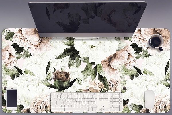 Full desk protector blooming peonies