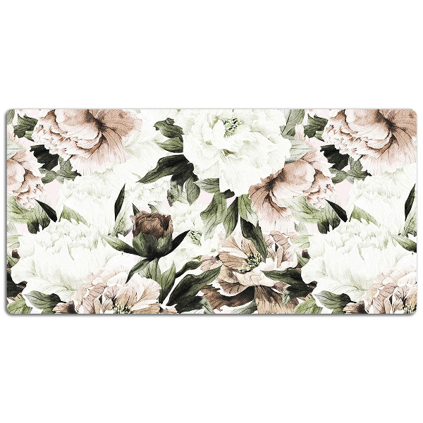 Full desk protector blooming peonies