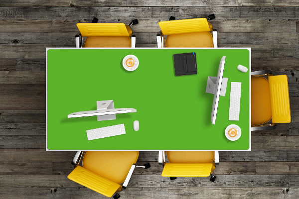 Large desk mat table protector yellowish green