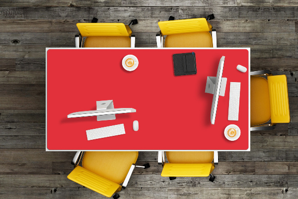 Full desk mat bright red