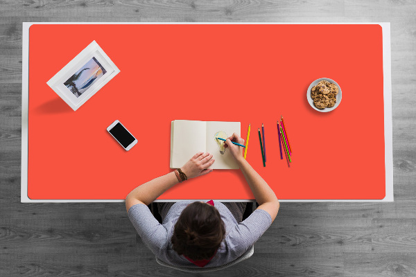 Desk mat bright orange
