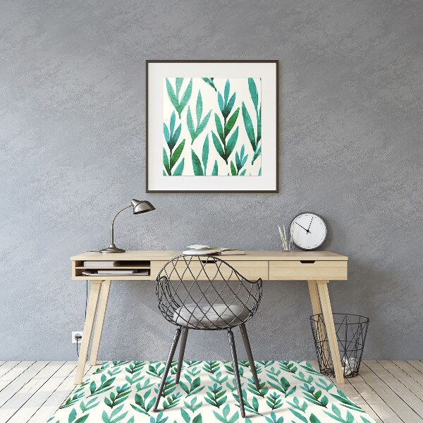 Office chair floor protector Green leaves