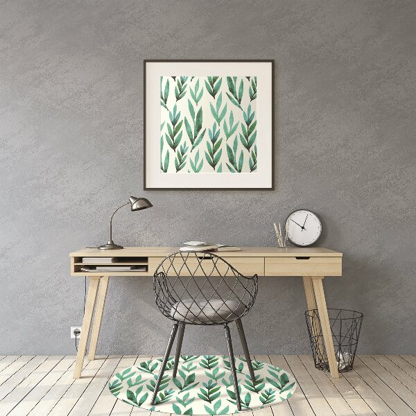 Office chair floor protector Green leaves