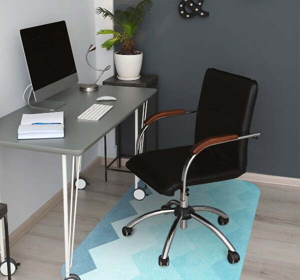 Office chair floor protector blue zigzags