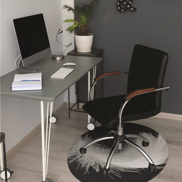 Desk chair mat white feather