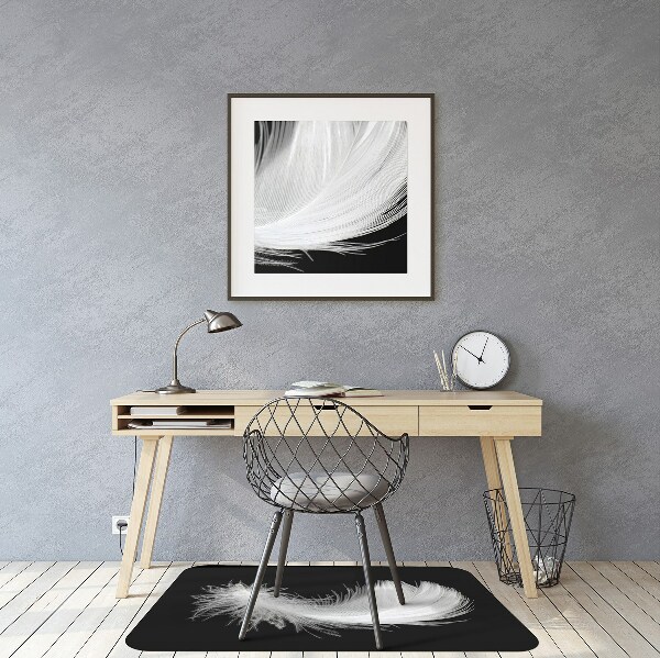 Desk chair mat white feather