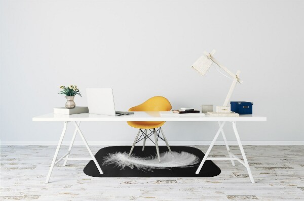 Desk chair mat white feather