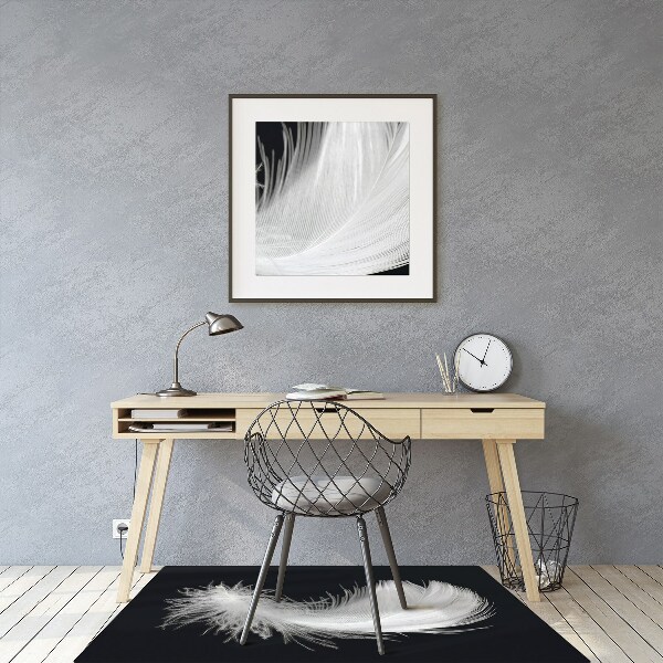 Desk chair mat white feather