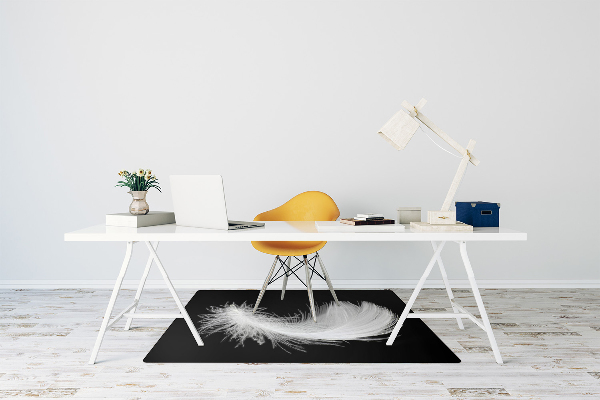 Desk chair mat white feather