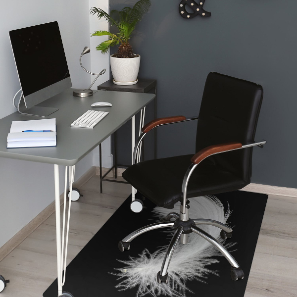 Desk chair mat white feather