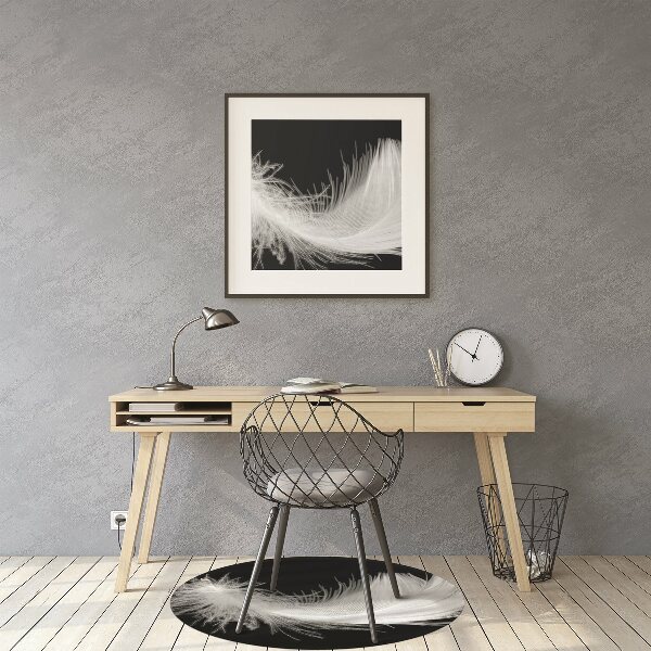 Desk chair mat white feather