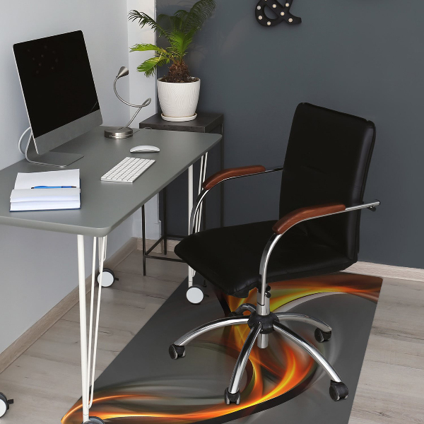 Desk chair floor protector Abstraction orange