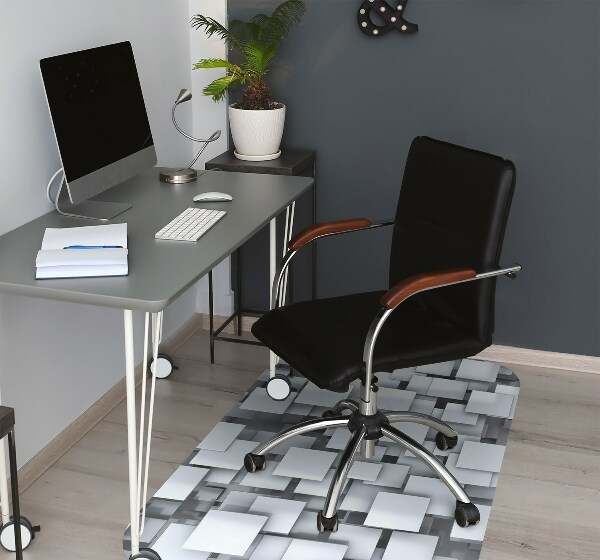 Computer chair mat gray blocks