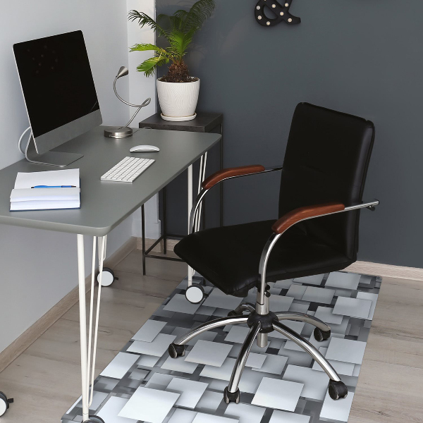 Computer chair mat gray blocks
