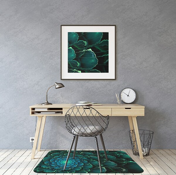 Desk chair mat green flower
