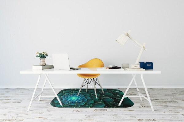 Desk chair mat green flower