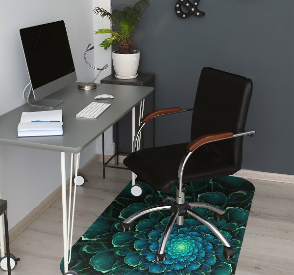 Desk chair mat green flower