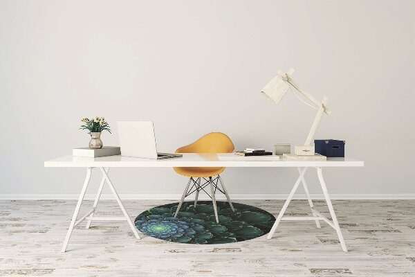 Desk chair mat green flower