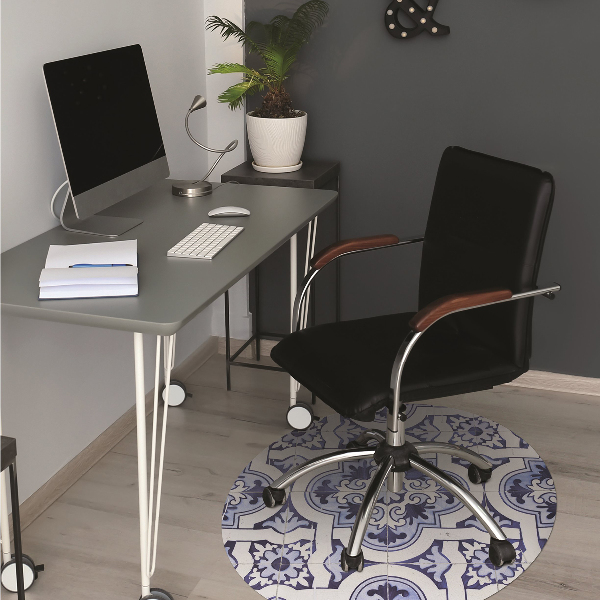 Office chair floor protector blue tiles