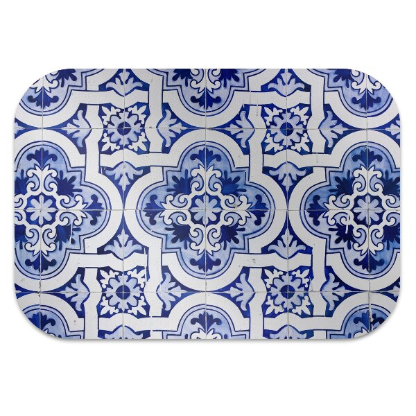 Office chair floor protector blue tiles